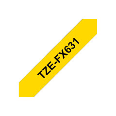 Brother TZe-FX631 | Ruban original Laminé flexible | 12 mm | Noir sur fond Jaune | 8M