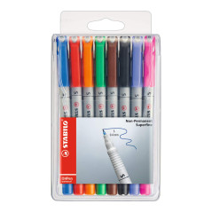 STABILO OHPen - Marqueur - Pochette x 8 stylos marqueurs (encre non-permanente/pointe superfine 0,4mm)