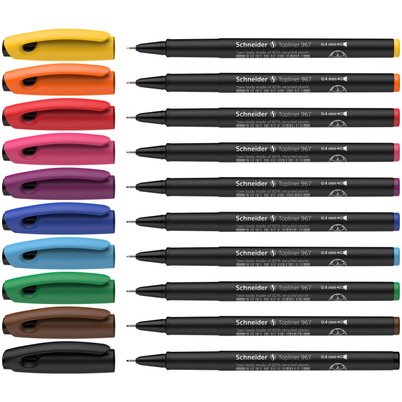 Schneider Étui de 10 stylos pointe fine 0,4 mm Topliner 967 Schneider Étui de 10 stylos pointe fine 0,4 mm Topliner 967