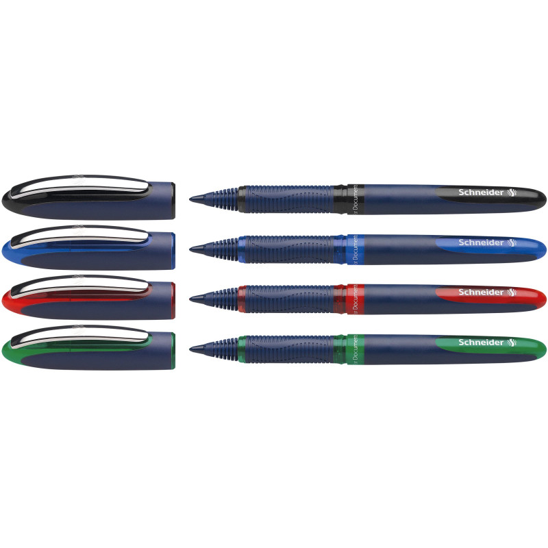 Schneider 183094 One Business (Stylos rollers à encre liquide, non rétractable) Pochette de 4 (Noir/Rouge/Bleu/Vert) Schneider 183094 One Business (Stylos rollers à encre liquide, non rétractable) Pochette de 4 (Noir/Rouge/Bleu/Vert)
