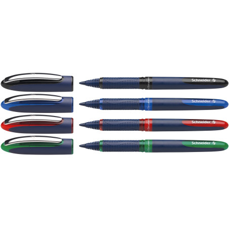 Schneider 183094 One Business (Stylos rollers à encre liquide, non rétractable) Pochette de 4 (Noir/Rouge/Bleu/Vert)