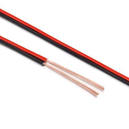 Manax Câble d'enceinte 2 x 1,50 mm² CCA Rouge/noir Rouleau de 50 m
