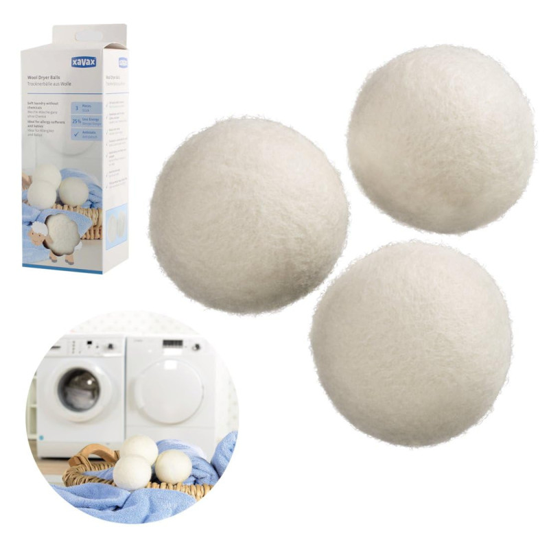 Xavax Balles de séchage (en laine, 3 pièces, 100% naturelles en laine de mouton, idéales aussi pour le duvet, balles de séchage) Xavax Balles de séchage (en laine, 3 pièces, 100% naturelles en laine de mouton, idéales aussi pour le duvet, balles de séchage)