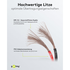 Wentronic 25m 2x 0.5mm Câble pour enceinte - Rouge/Noir