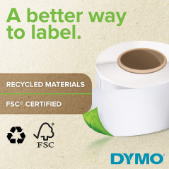 DYMO Étiquettes Industrielles Durables pour Imprimantes à Étiquettes LabelWriter, Blanc, 25 x 25 mm, 2 Rouleaux de 850