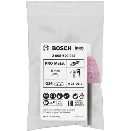 Bosch 1x Coffret de meules sur tige PRO Steel pour meuleuses droites, emmanchement cylindrique (pour Acier, Fonte, Ø 20 mm, Prof