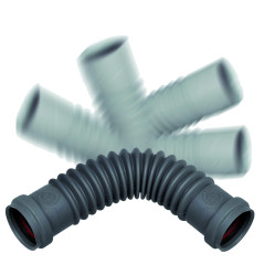Wirquin 79019001 Raccord wc souple magicoude F/F D32, à emboîter (push-fit) pour évacuation, gris