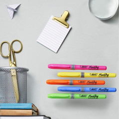 BIC Highlighter Grip Surligneurs Pointe Biseautée - Couleurs Fluo Assorties, Blister Offre Spéciale de 6