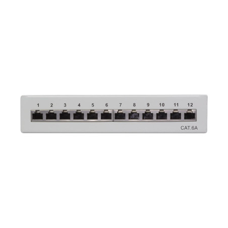 LogiLink Professional Patch Panel Desktop - Panneau de Brassage, Gris Clair, 12 Ports