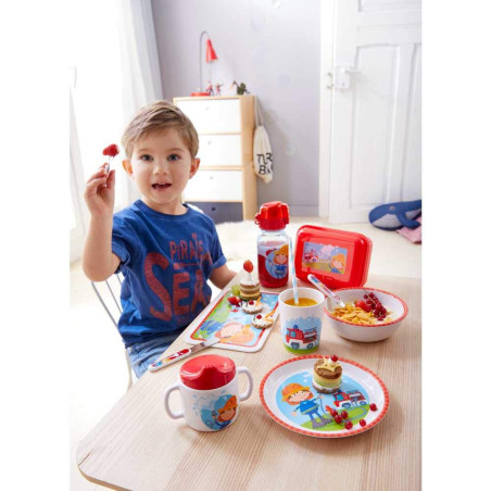 HABA - Gourde Pompier pour enfant - Bouteille solide 400 Ml - Légère - Ouverture facile et sécurisée - 304485