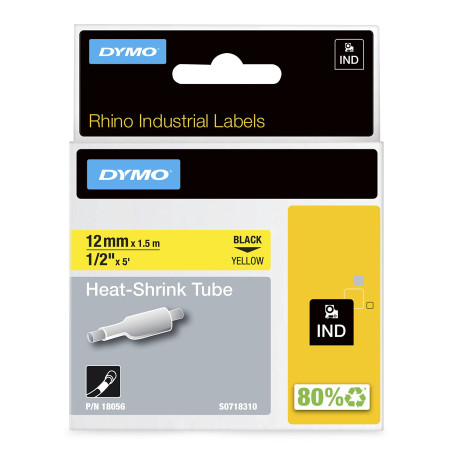 Gaines thermorétractables DYMO RhinoPRO pour étiquetage de câbles, 6mm x 1,5m, blanc (18051)