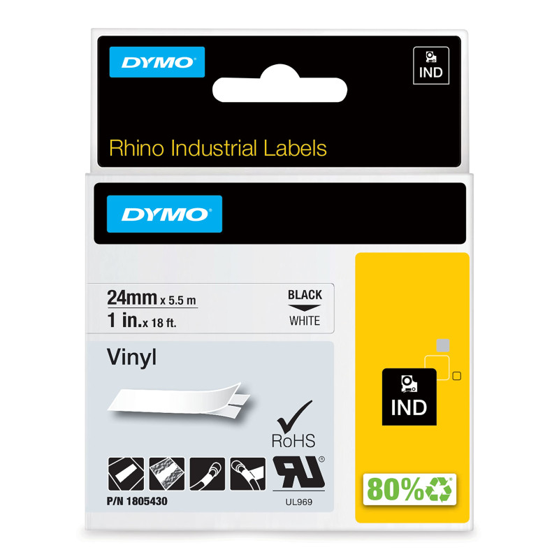 RHINO 1" WHITE VINYL-24MM RHINO 1" WHITE VINYL-24MM