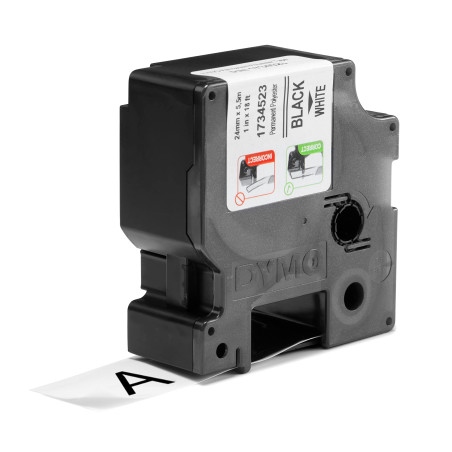 DYMO Rhino étiquettes industrielles autocollantes en polyester | 24 mm x 3,5 m | impression en noir sur fond blanc
