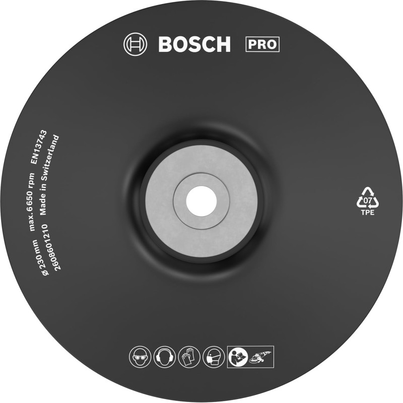 Bosch 1x Plateau de ponçage souple PRO Backing Pad , M14 (Ø 230 mm, Professional Accessoire Grande meuleuse angulaire) Bosch 1x Plateau de ponçage souple PRO Backing Pad , M14 (Ø 230 mm, Professional Accessoire Grande meuleuse angulaire)