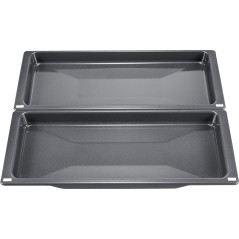 Bosch HEZ530000 Lot de 2 poêles universelles pour four - Format fin - Gris - Fabriqué en Allemagne