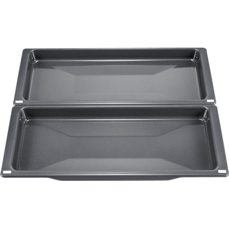 Bosch HEZ530000 Lot de 2 poêles universelles pour four - Format fin - Gris - Fabriqué en Allemagne