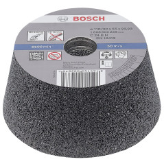 Bosch Accessories Meule Boisseau Conique pour PierrE/Béton, 24 Grain, 90mm - 110mm Diamètre, 55mm Hauteur Gris