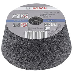 Bosch Accessories Meule Boisseau Conique pour PierrE/Béton, 24 Grain, 90mm - 110mm Diamètre, 55mm Hauteur Gris