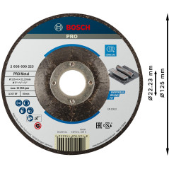 Bosch 1x Disque abrasif PRO Metal Longlife pour petite meuleuse angulaire et alésage 22,23 mm (pour Acier, Ø 125 mm, Professiona