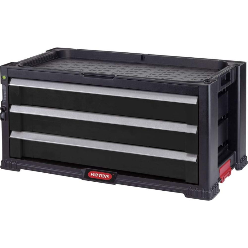 Keter Module Servante 3 tiroirs Extensibles- Servante d'Atelier pour Petits et Grands Outils - roulettes Pivotantes Amovibles av
