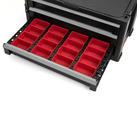 Keter Module Servante 3 tiroirs Extensibles- Servante d'Atelier pour Petits et Grands Outils - roulettes Pivotantes Amovibles av
