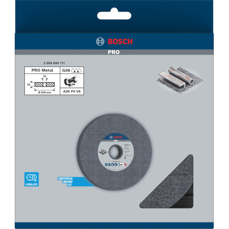 Bosch 1x Meule assiette PRO Longlife pour touret à meuler d'établi et alésage 32 mm (pour Acier, Fonte, Ø mm, Professional Acces