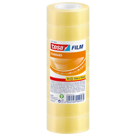 tesafilm Standard - Ruban Adhésif Polyvalent pour la maison, le bureau et l'école, 33 m x 19 mm - Pack de 8 Rubans