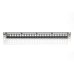 DIGITUS Panneau de Brassage - Modulaire - pour modules Keystone - 19 Pouces - 24 Ports - Blindé - Montage en Rack 1U - V2 - Noir