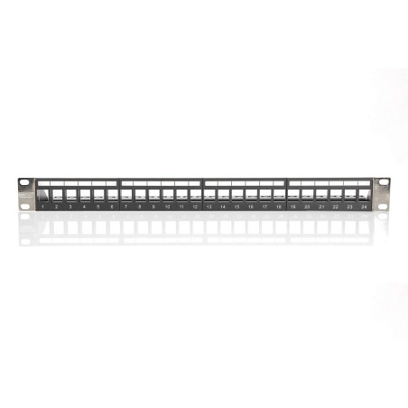 DIGITUS Panneau de Brassage - Modulaire - pour modules Keystone - 19 Pouces - 24 Ports - Blindé - Montage en Rack 1U - V2 - Noir