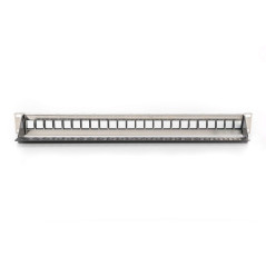 DIGITUS Panneau de Brassage - Modulaire - pour modules Keystone - 19 Pouces - 24 Ports - Blindé - Montage en Rack 1U - V2 - Noir