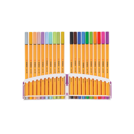 STABILO Stylo feutre pointe fine point 88 - Etui ColorParade de 20 stylos feutres - Coloris assortis dont 10 pastel