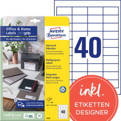 Avery Dennison 6126 Étiquettes universelles Blanc 48,5 x 225,4 mm 10 feuilles (Import Allemagne)