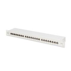 DIGITUS Panneau de brassage - 19 pouces - Cat-6A - 24 ports RJ45 - Blindé - Panneau de brassage LSA - Montage en rack 1U - Gris