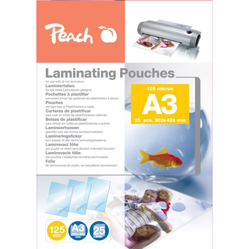 IVS Peach Pochettes de plastification Format A3 125MIC 25 feuilles (Import Allemagne) IVS Peach Pochettes de plastification Format A3 125MIC 25 feuilles (Import Allemagne)