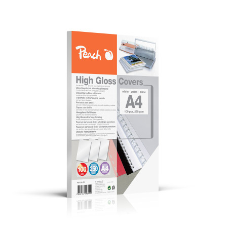 Peach Lot de 100 feuilles de couverture haute brillance, format A4, 250 g/m², blanc