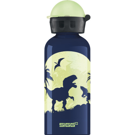 Sigg - Gourde Enfant En Aluminium + Bouchon Phophorescent - KBT Glow Moon Dinos - Pour l'École et le Sport - Étanche & Légère -