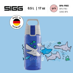Sigg - Gourde Enfant - Viva One Sharkies - Convient Aux Boissons Gazeuses - Étanche - Lavable Au Lave-Vaisselle - Sans BPA - Pou