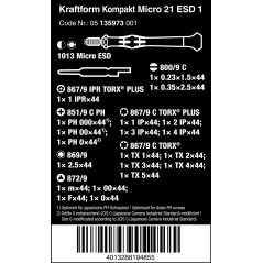 Wera 05135973001 Jeu de tournevis Kraftform Compact Micro ESD 1, 21 Pièces, Noir