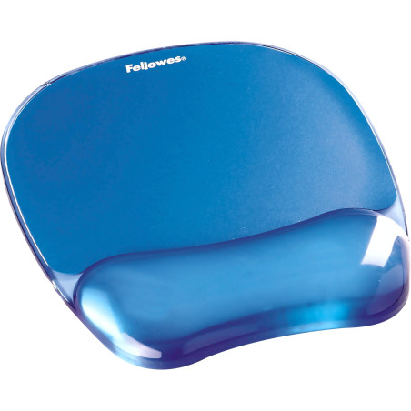 Fellowes Tapis de souris repose poignet Crystal Gel, tapis de souris ergonomique, en gel transparent bleu