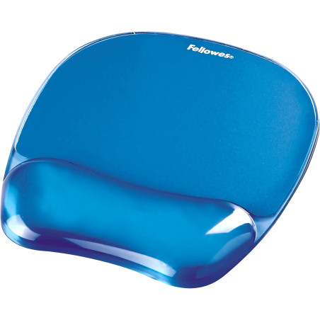 Fellowes Tapis de souris repose poignet Crystal Gel, tapis de souris ergonomique, en gel transparent bleu