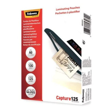 Fellowes 100 Pochettes De Plastification A6 Finition Brillantes Capture 125 microns