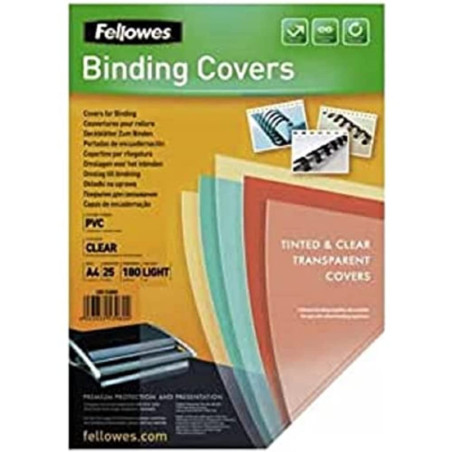 Fellowes - 5380001 - Pack de 25 Couvertures PVC A4-180 Microns - Transparent