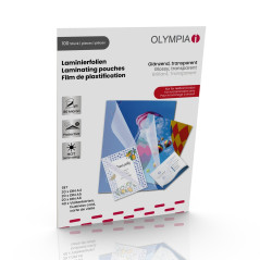 Olympia 9165 Pochettes de plastification à chaud, (20 x A4, 20 x A5, 20 x A6, 40 pochettes pour cartes de visite), 80 microns