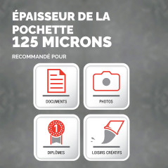 Pochettes de plastification Fellowes au format A4, 125 microns, Pack de 250 Feuilles à plastifier, Finition Brillante et de Haut