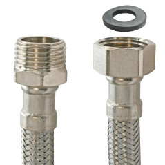 SOMATHERM FOR YOU, Flexible sanitaire 3/8" mâle écrou tournant 300mm DN8 - Tuyau EPDM tressé acier inox - Raccord durable laiton