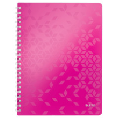 Leitz, Cahier à spirales A4 PP quadrillé, 160 pages 80g/m², Leitz WOW, Rose, 46380023