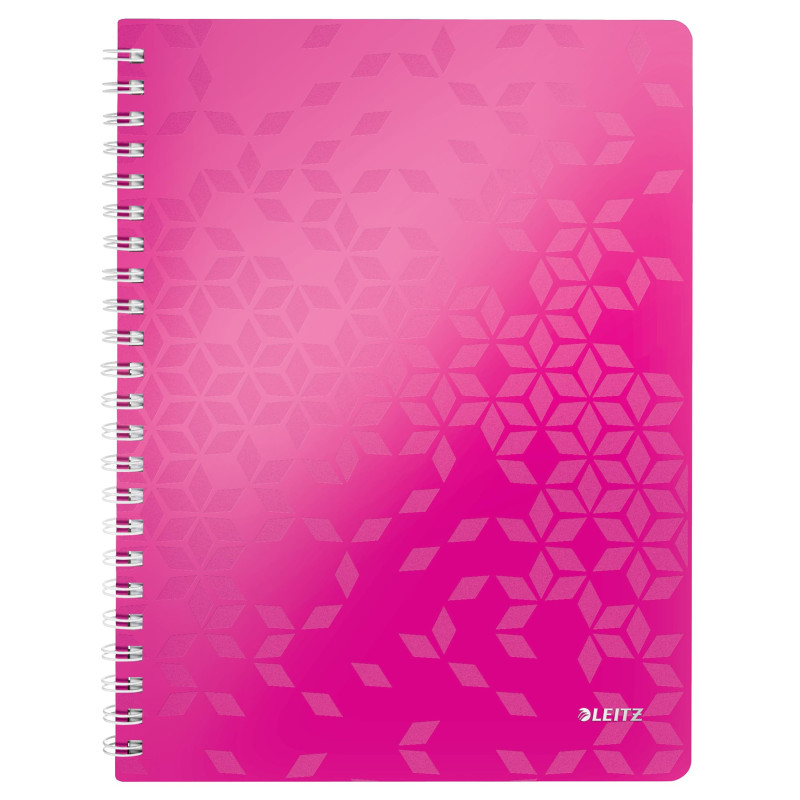 Leitz, Cahier à spirales A4 PP quadrillé, 160 pages 80g/m², Leitz WOW, Rose, 46380023 Leitz, Cahier à spirales A4 PP quadrillé, 160 pages 80g/m², Leitz WOW, Rose, 46380023