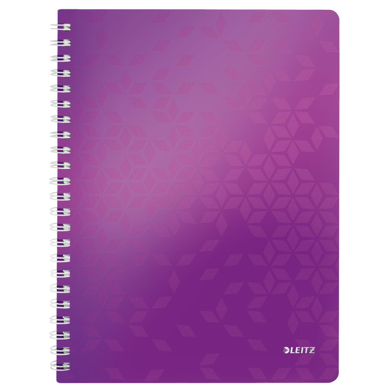 Leitz, Cahier à spirales A4 PP quadrillé, 160 pages 80g/m², Leitz WOW, Violet, 46380062 Leitz, Cahier à spirales A4 PP quadrillé, 160 pages 80g/m², Leitz WOW, Violet, 46380062