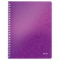 Leitz, Cahier à spirales A4 PP quadrillé, 160 pages 80g/m², Leitz WOW, Violet, 46380062 Leitz, Cahier à spirales A4 PP quadrillé, 160 pages 80g/m², Leitz WOW, Violet, 46380062