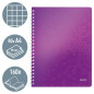 Leitz, Cahier à spirales A4 PP quadrillé, 160 pages 80g/m², Leitz WOW, Violet, 46380062 Leitz, Cahier à spirales A4 PP quadrillé, 160 pages 80g/m², Leitz WOW, Violet, 46380062
